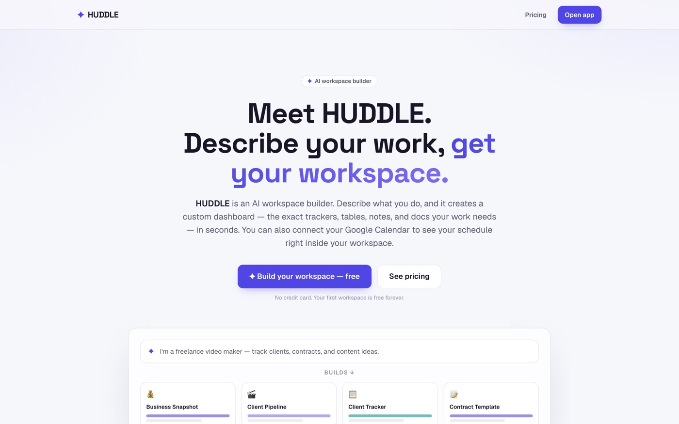 Huddle — homepage